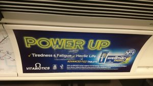 Advert for vitamin tablets to combat fatigue
