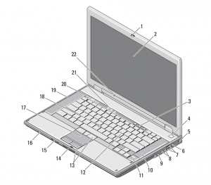 diagram of a laptop chassis, numbered