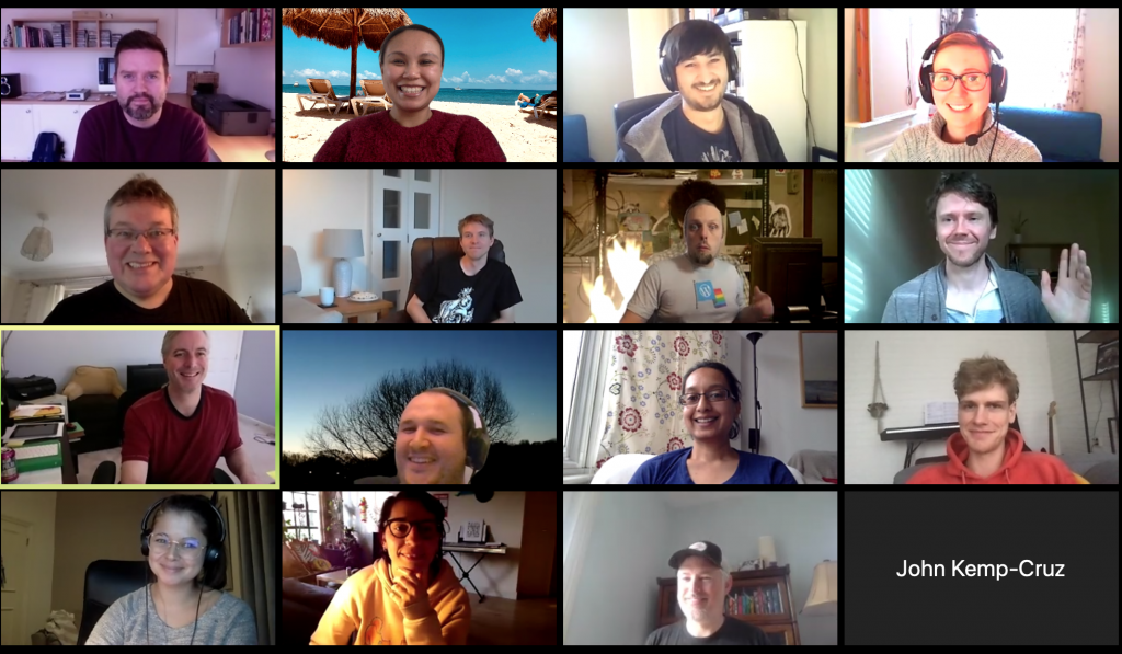 Screenshot of 15 people in a Zoom conference